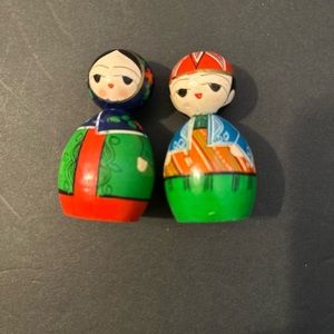 Vintage Vintage Turkish Wood Dolls - Husband & Wife